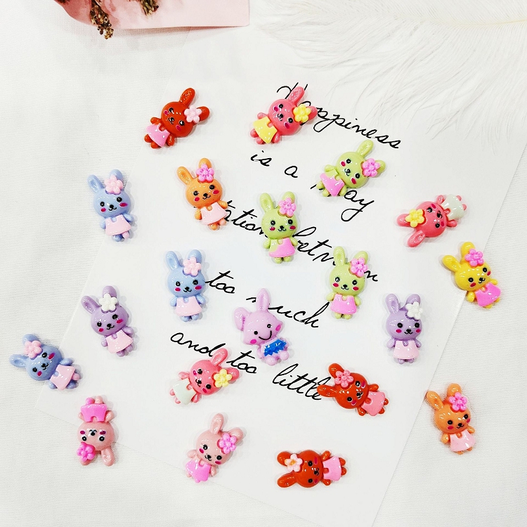 Resin rabbit diy resin accessories children hair accessories mobile phone shell shoes and socks DIY materials wholesale
